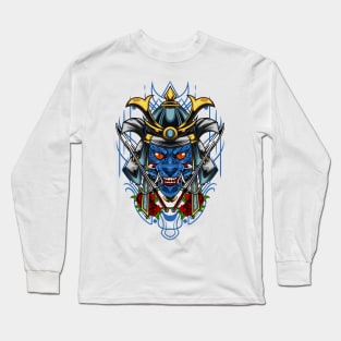 Samurai Cat - Silver Kabuto Long Sleeve T-Shirt